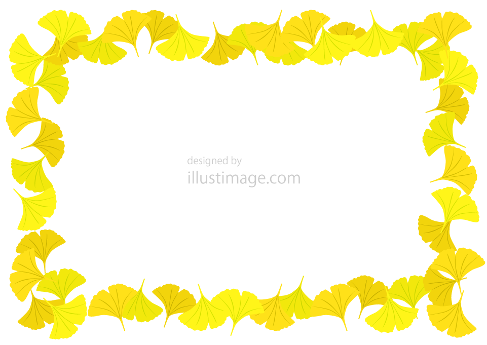 イチョウ葉っぱ枠イラストのフリー素材 イラストイメージ