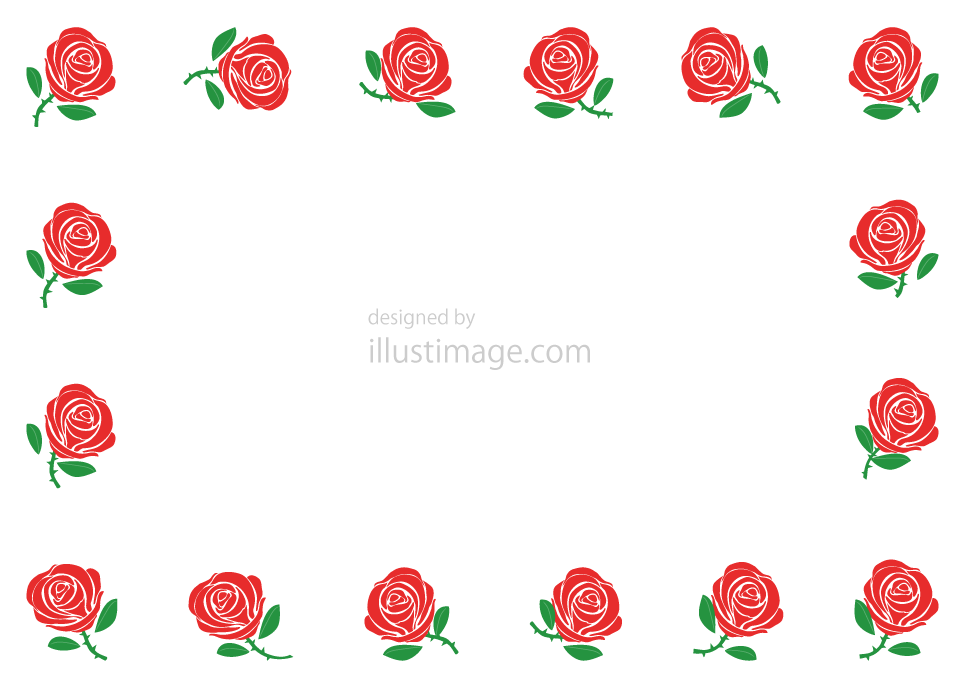 赤いバラ枠イラストのフリー素材 イラストイメージ