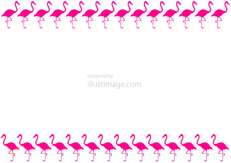 ピンクのフラミンゴ枠イラストのフリー素材 イラストイメージ