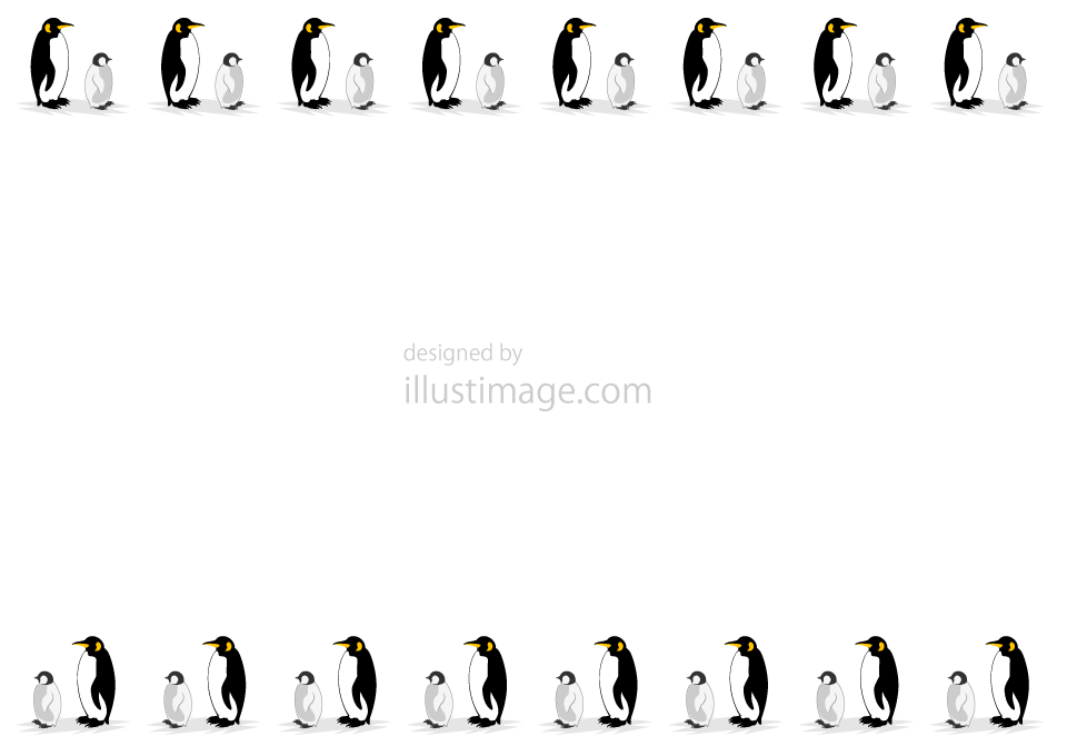 ペンギン親子フレームイラストのフリー素材 イラストイメージ