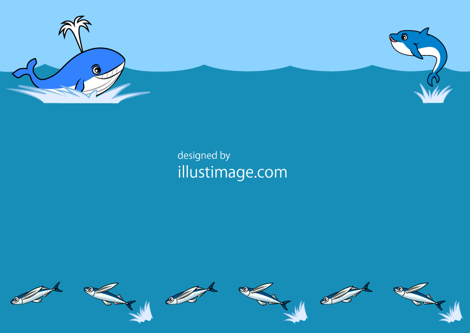 クジラとイルカのフレームイラストのフリー素材 イラストイメージ