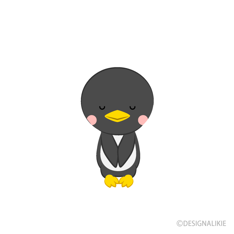 お辞儀するペンギンイラストのフリー素材 イラストイメージ
