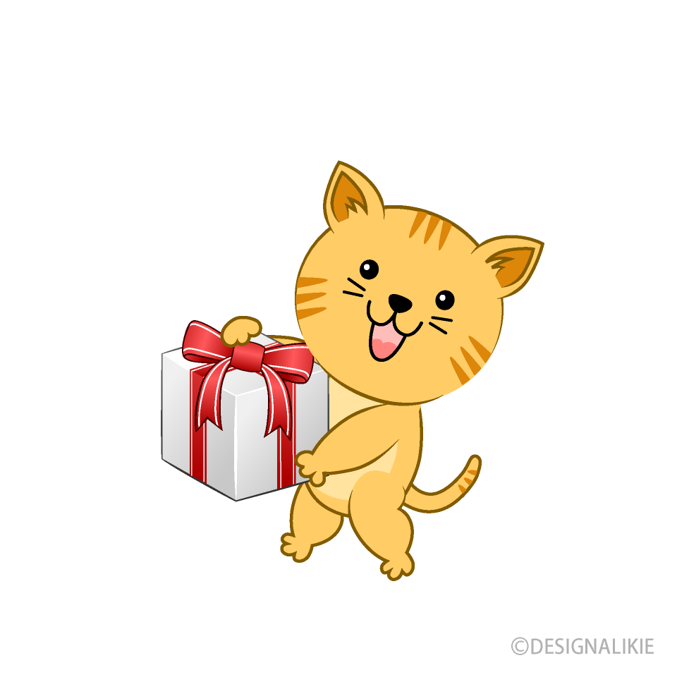 プレゼントするトラ猫