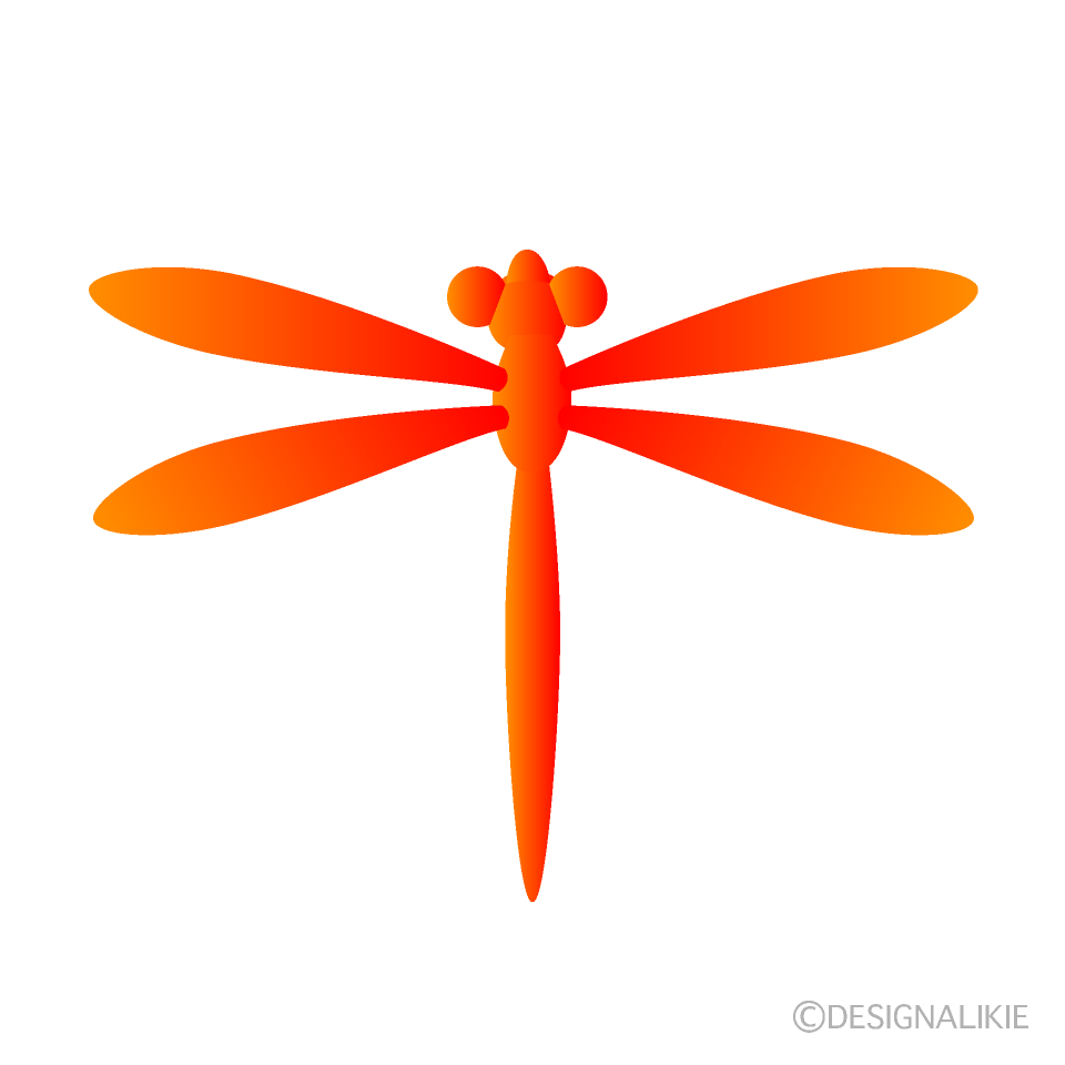 オレンジシルエットのトンボイラストのフリー素材 イラストイメージ