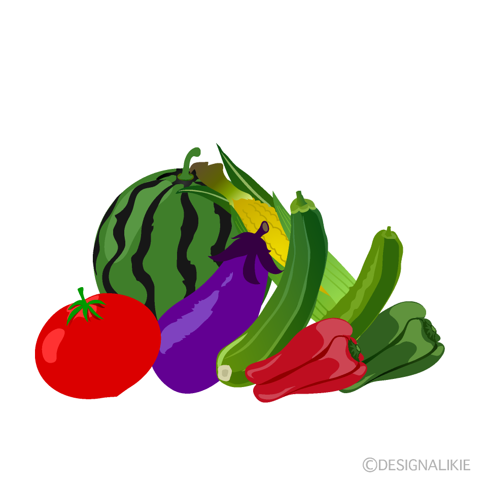 たくさんの夏野菜の無料イラスト素材 イラストイメージ