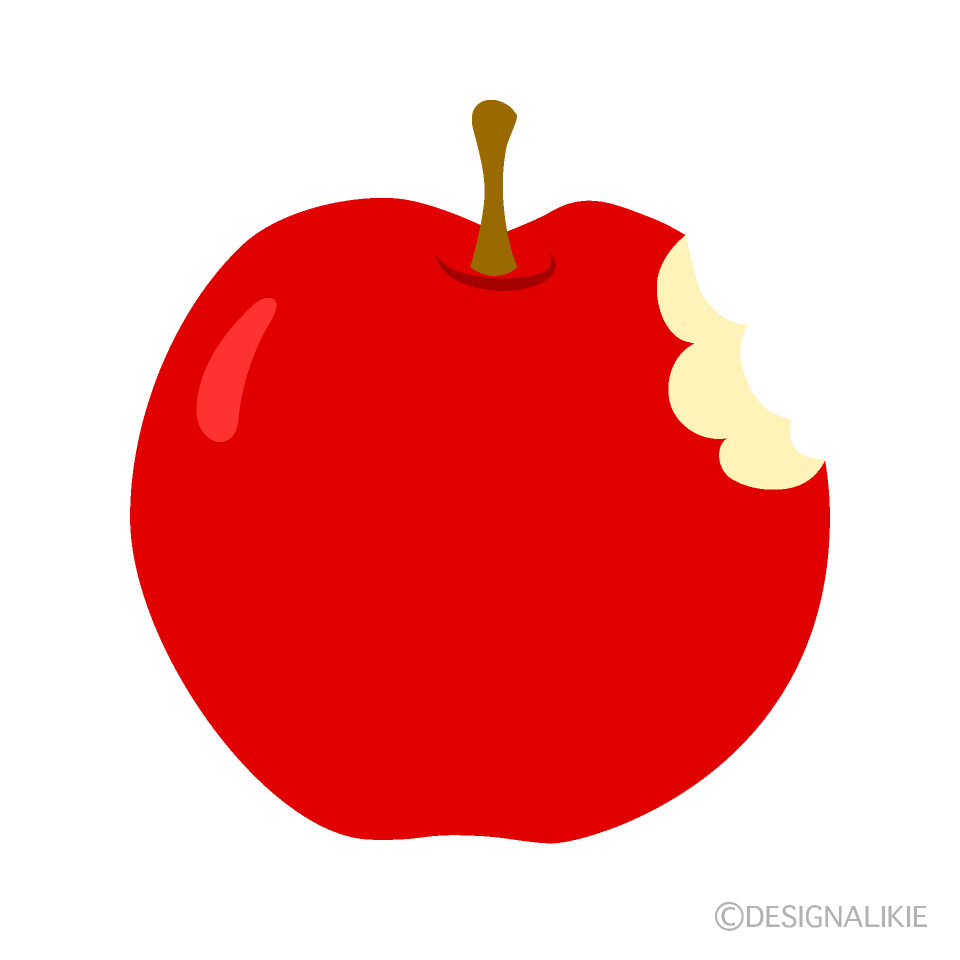 かじったリンゴの無料イラスト素材 イラストイメージ