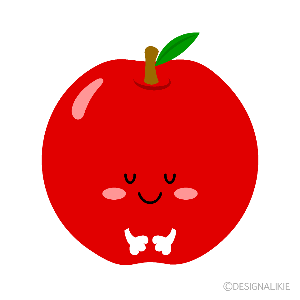 お辞儀する可愛いりんごキャラクターの無料イラスト素材 イラストイメージ