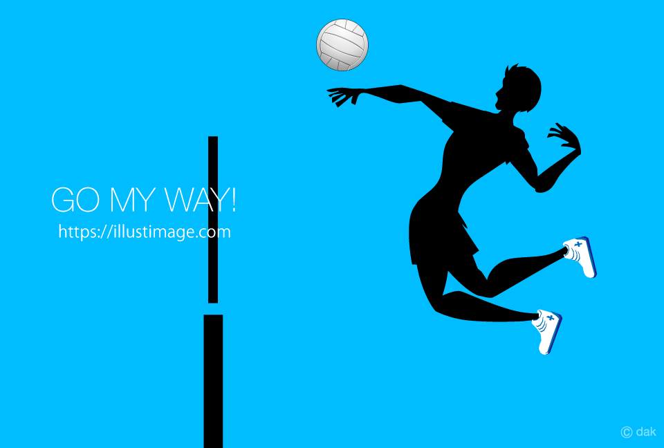 アタックするバレーボール選手シルエットの無料イラスト素材 イラストイメージ