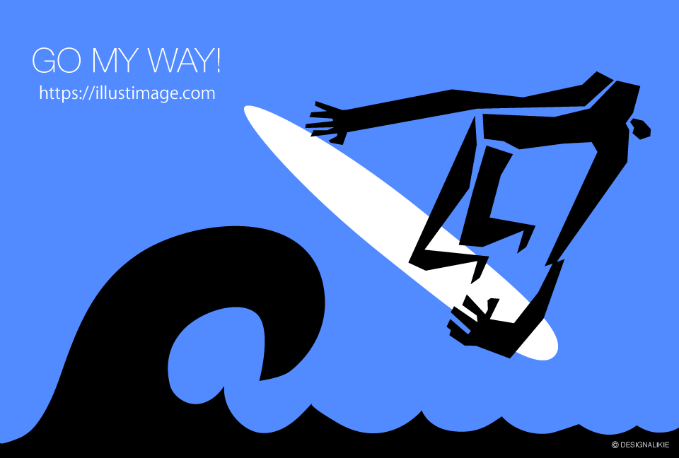 波乗りするサーフィン男イラストのフリー素材 イラストイメージ