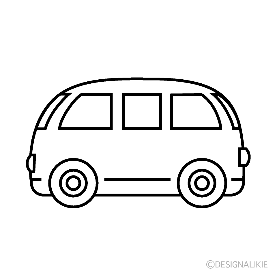 かわいいワゴン車 線画 イラストのフリー素材 イラストイメージ