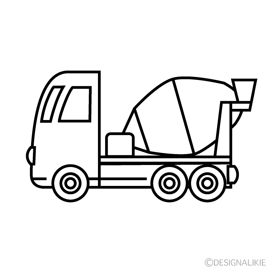 コンクリートミキサー車 線画 の無料イラスト素材 イラストイメージ