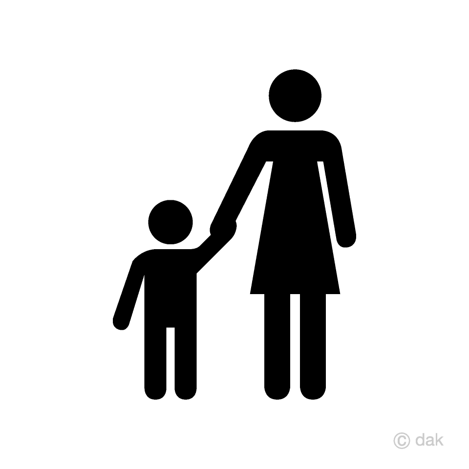 母親と子供ピクトグラムイラストのフリー素材 イラストイメージ