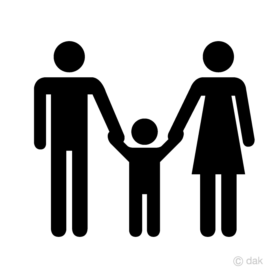 手を繋いだ3人家族ピクトグラムイラストのフリー素材 イラストイメージ