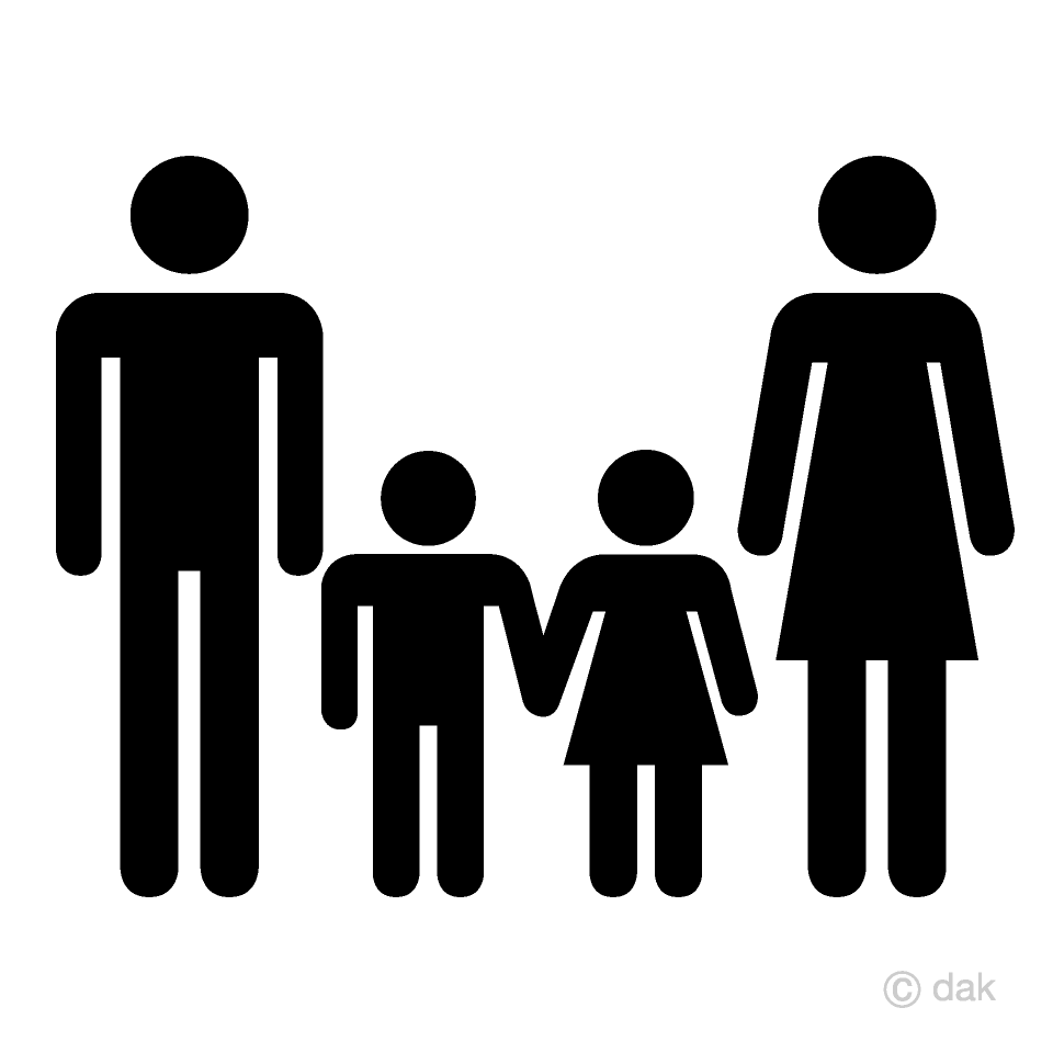 四人家族ピクトグラムの無料イラスト素材 イラストイメージ