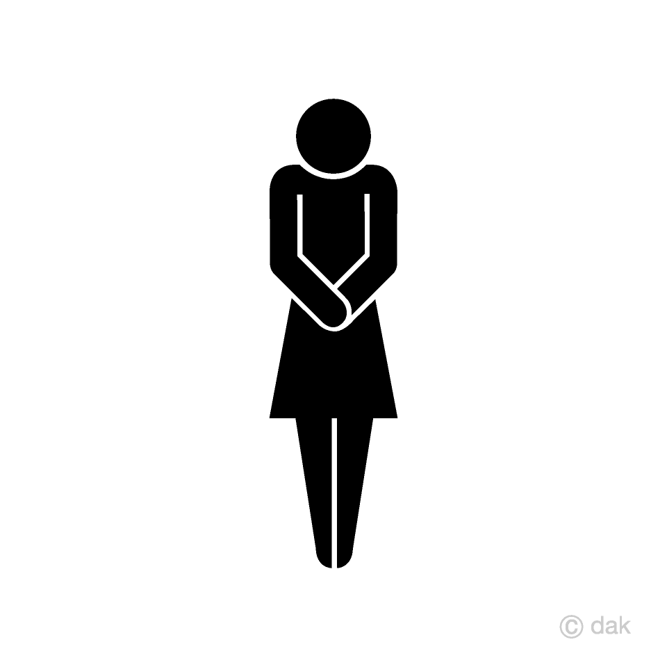 お辞儀する女性ピクトグラムイラストのフリー素材 イラストイメージ