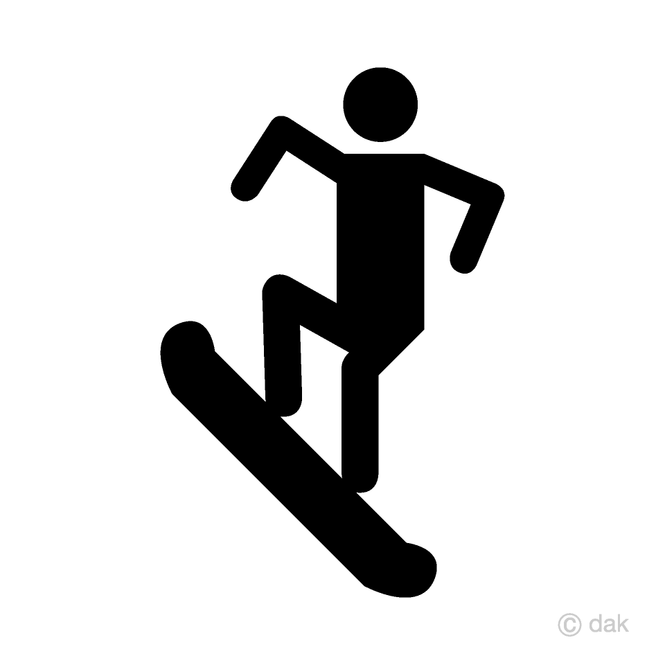 スノーボードでジャンプする人のピクトグラムの無料イラスト素材 イラストイメージ