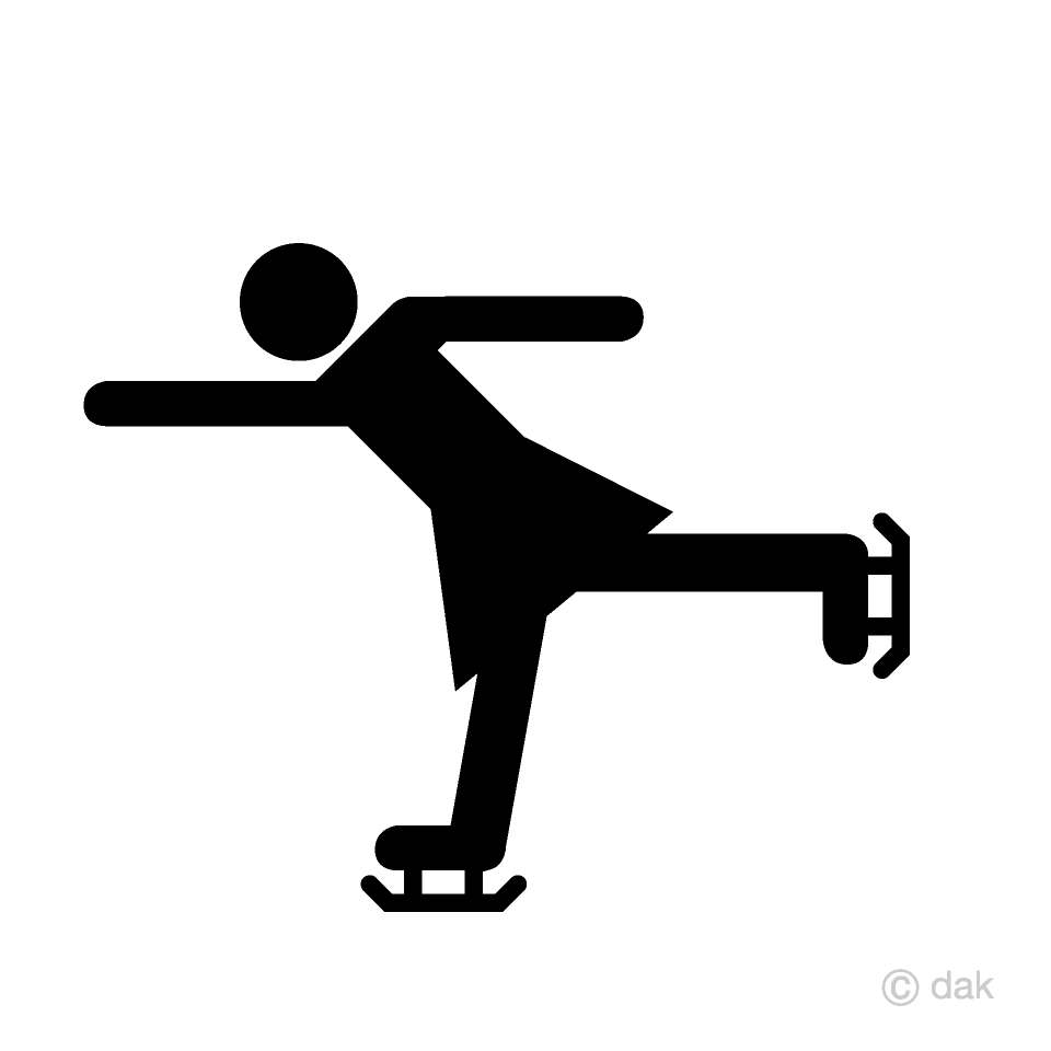 女子フィギュアスケート選手のピクトグラムイラストのフリー素材 イラストイメージ