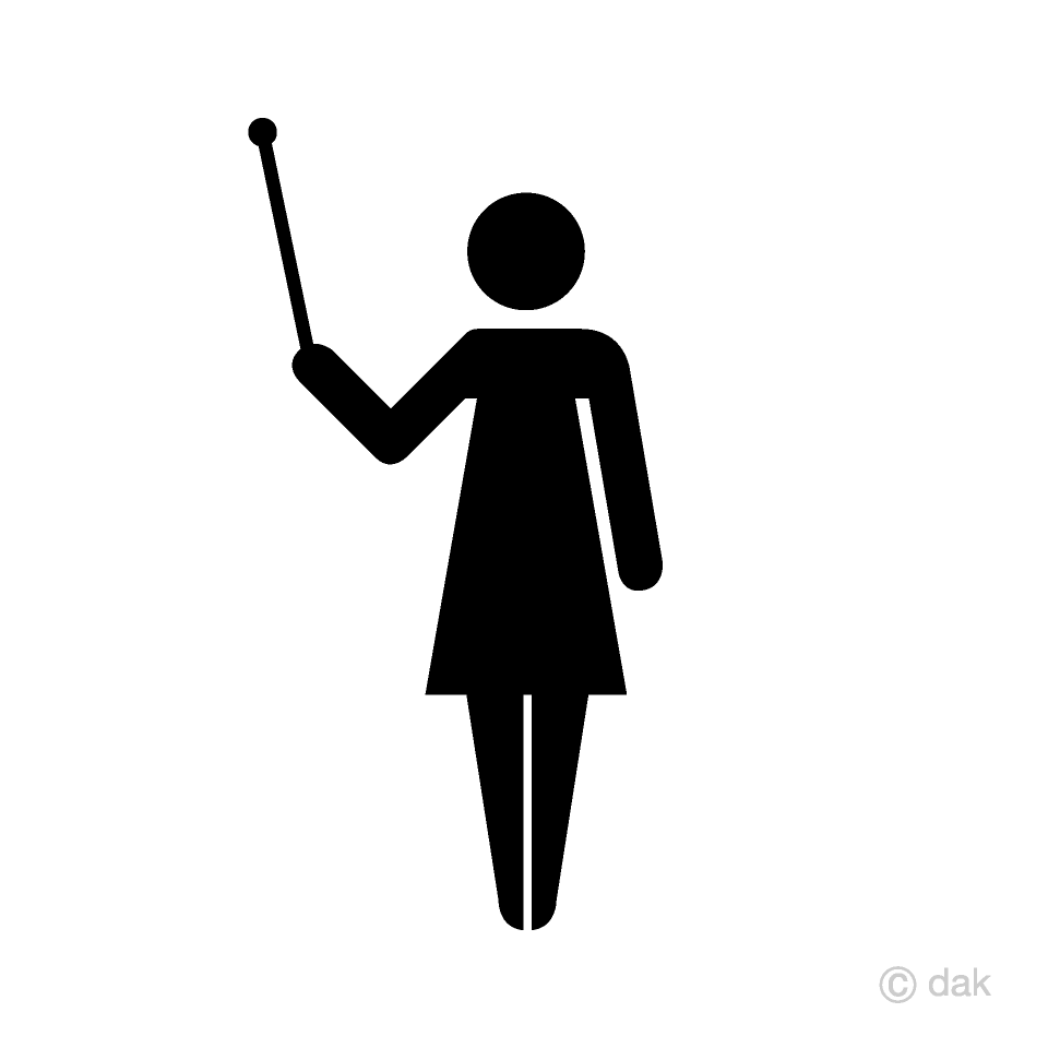 指し棒で説明する女性ピクトグラムイラストのフリー素材 イラストイメージ
