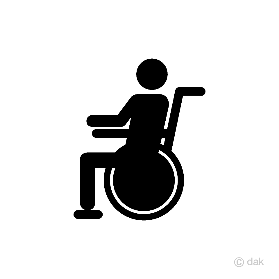 車椅子に乗る人のピクトグラムの無料イラスト素材 イラストイメージ