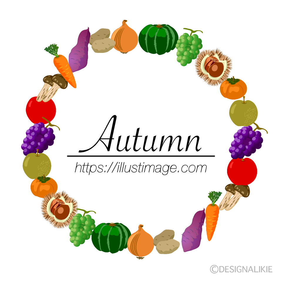 秋の味覚リースの無料イラスト素材 イラストイメージ