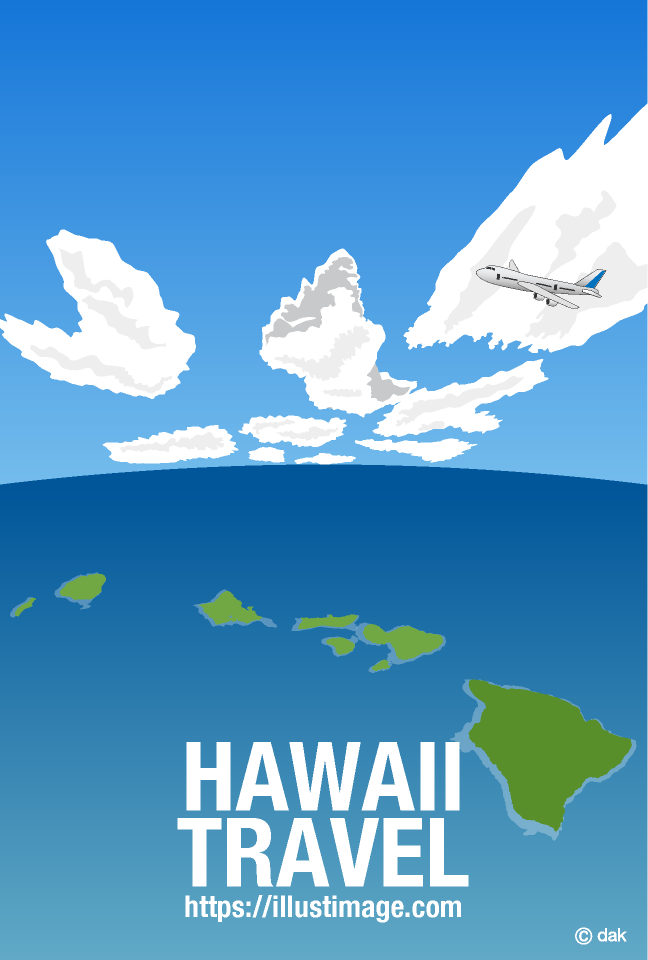 大海のハワイ諸島の無料イラスト素材 イラストイメージ