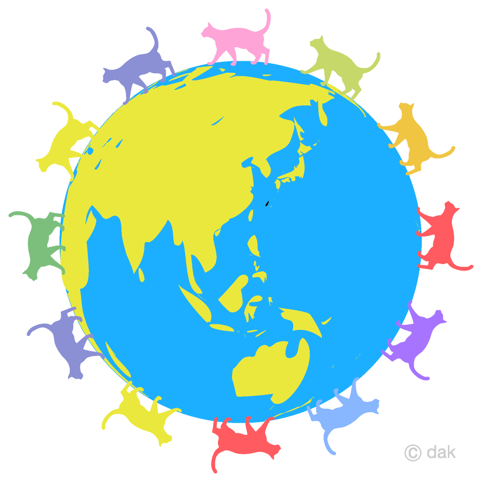 世界一周 猫の旅イラストのフリー素材 イラストイメージ