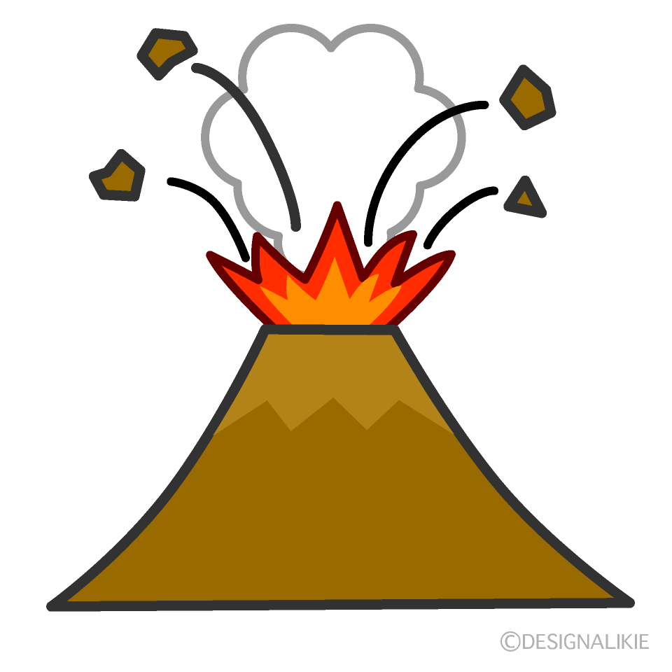 噴火する山の無料イラスト素材 イラストイメージ