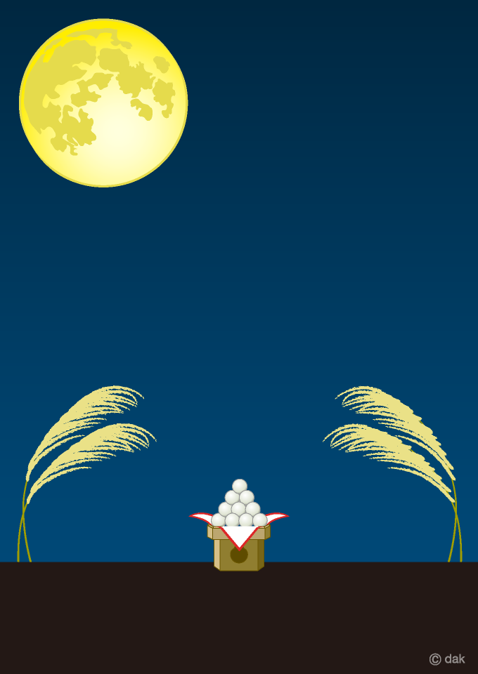 お月見団子と満月の夜イラストのフリー素材 イラストイメージ