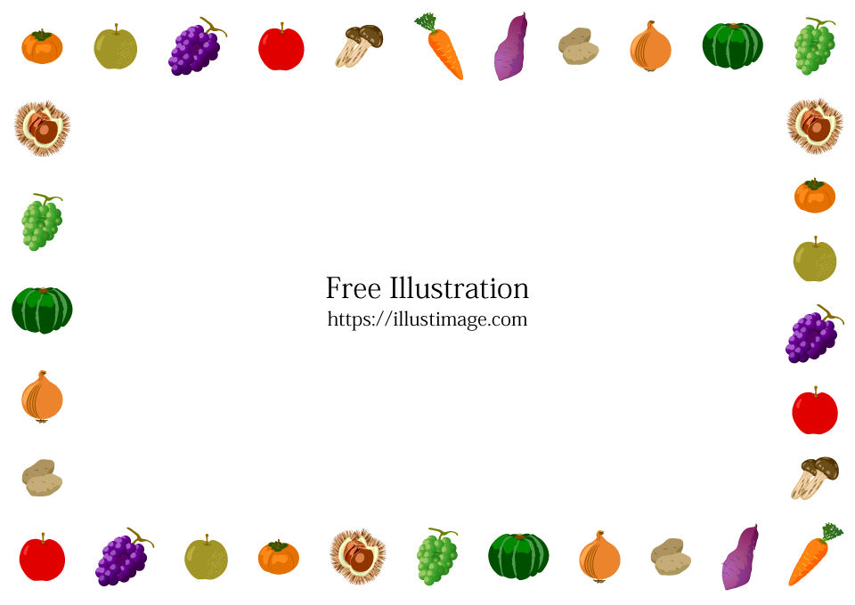 秋の味覚フレームの無料イラスト素材 イラストイメージ
