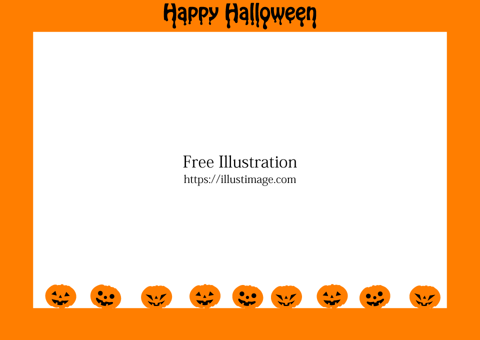 ハロウィンかぼちゃのオレンジ色フレームの無料イラスト素材 イラストイメージ