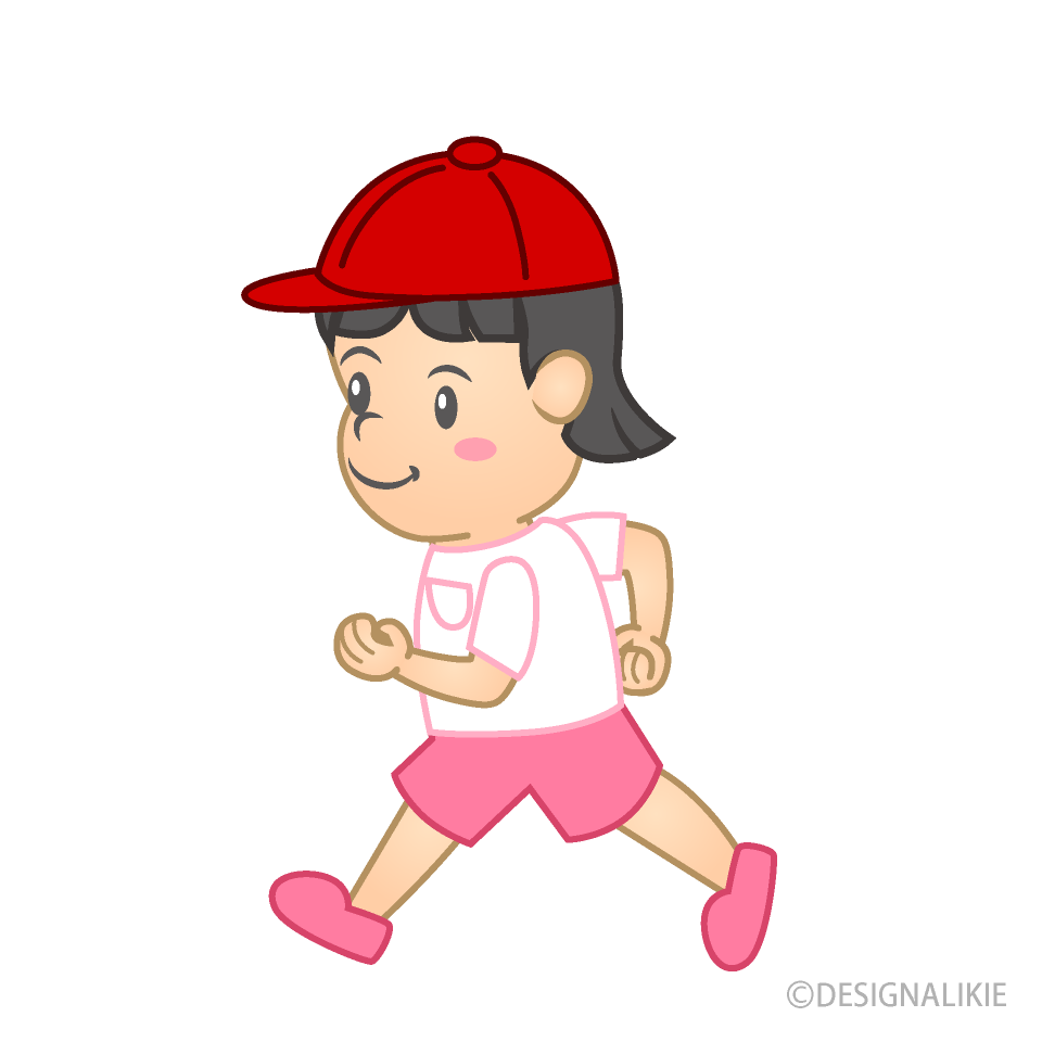 走る可愛い女の子の園児の無料イラスト素材 イラストイメージ