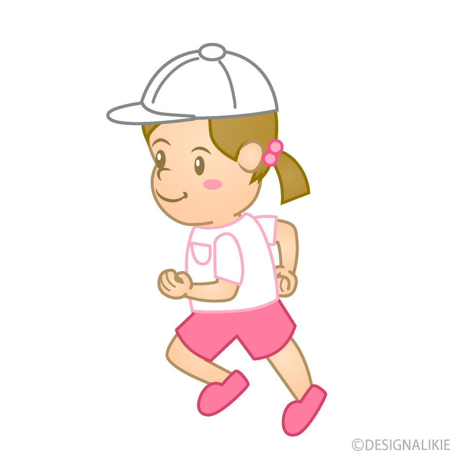 走る幼稚園児の女の子の無料イラスト素材 イラストイメージ