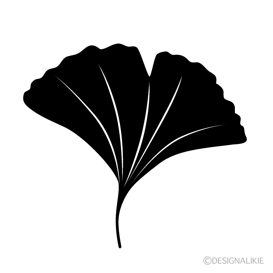 イチョウの葉っぱシルエットイラストのフリー素材 イラストイメージ