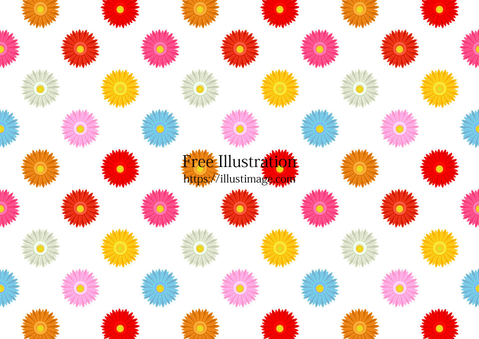 カラフルなガーベラ花柄の壁紙の無料イラスト素材 イラストイメージ