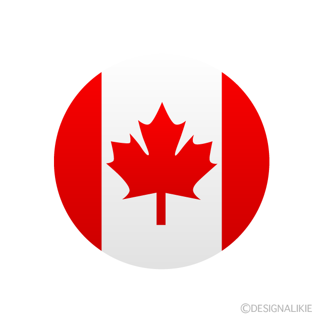 カナダ国旗 円形 の無料イラスト素材 イラストイメージ