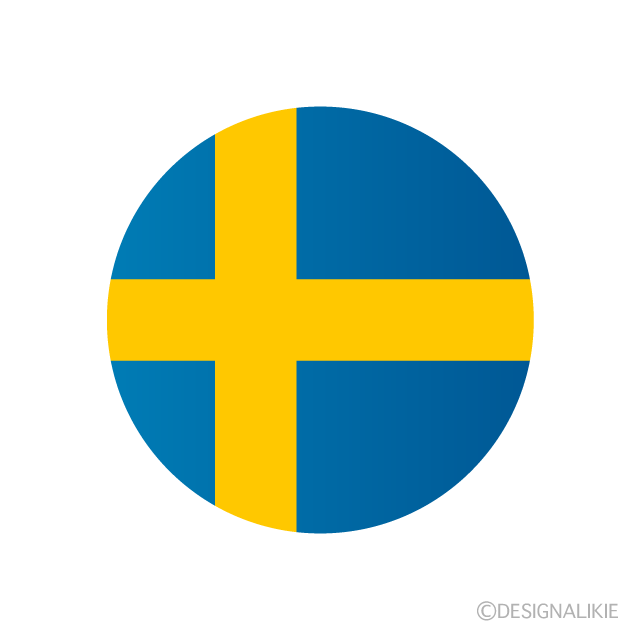 スウェーデン国旗 円形 イラストのフリー素材 イラストイメージ