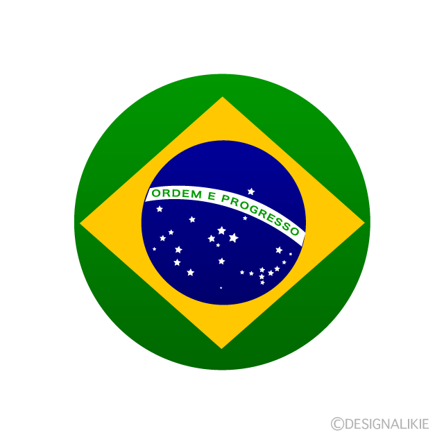ブラジル国旗 円形 の無料イラスト素材 イラストイメージ