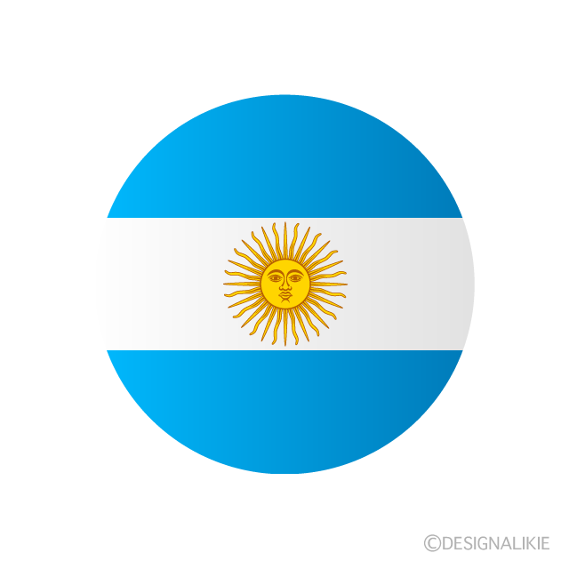 アルゼンチン国旗 円形 イラストのフリー素材 イラストイメージ
