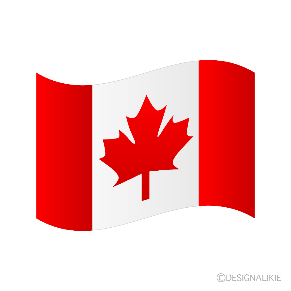たなびくカナダ国旗の無料イラスト素材 イラストイメージ