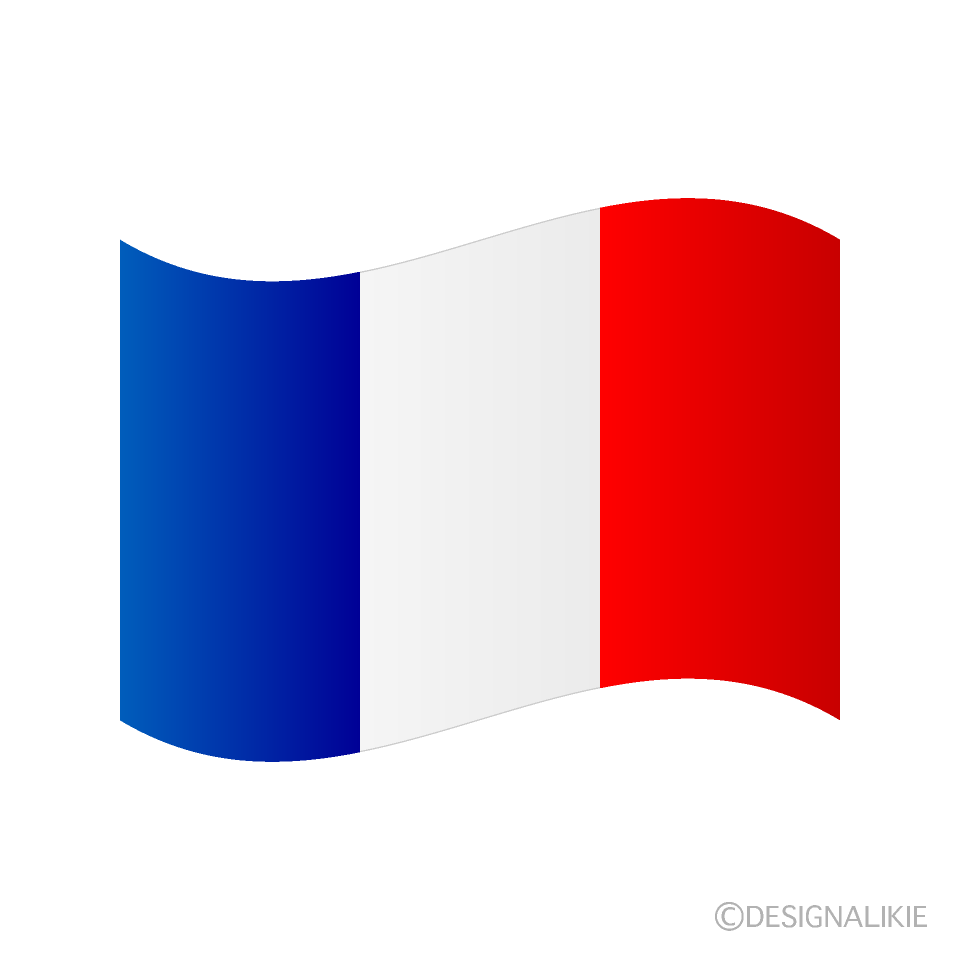 たなびくフランス国旗イラストのフリー素材 イラストイメージ
