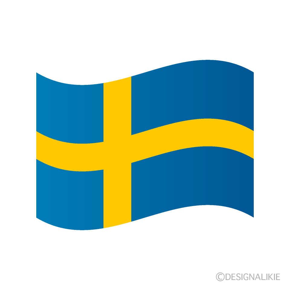 たなびくスウェーデン国旗の無料イラスト素材 イラストイメージ