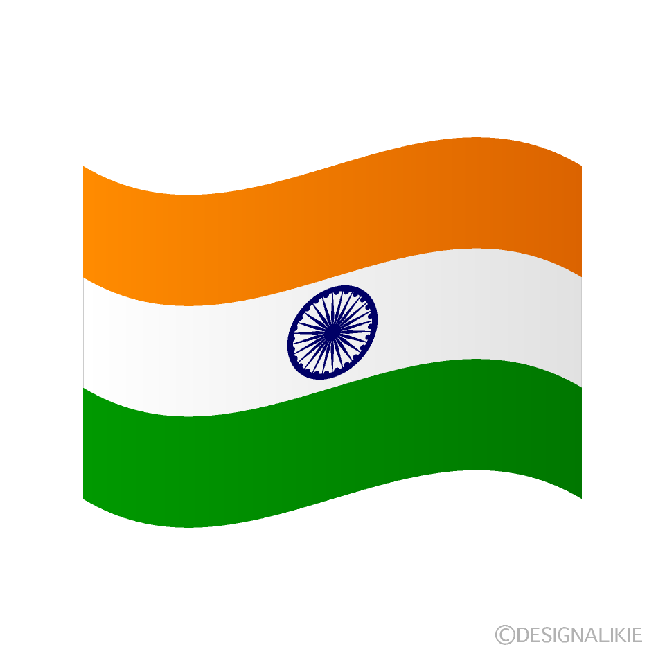 たなびくインド国旗の無料イラスト素材 イラストイメージ