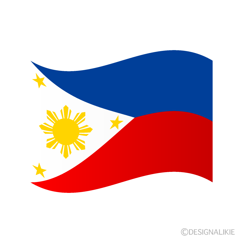 たなびくフィリピン国旗の無料イラスト素材 イラストイメージ