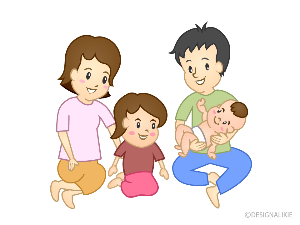 赤ちゃんと家族イラストのフリー素材 イラストイメージ