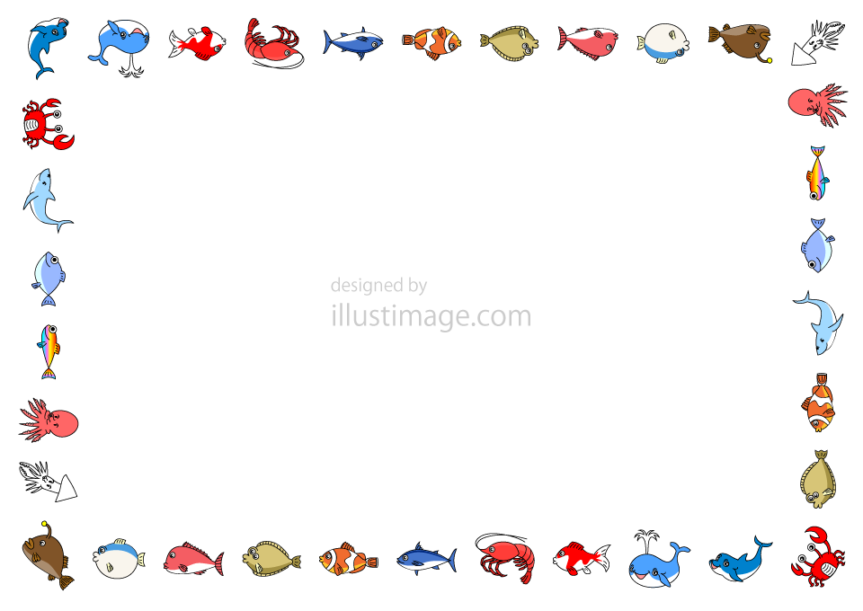 可愛い魚フレームイラストのフリー素材 イラストイメージ