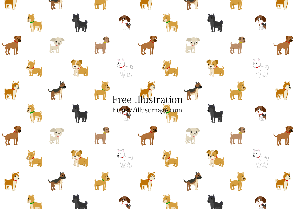 たくさんの犬壁紙イラストのフリー素材 イラストイメージ