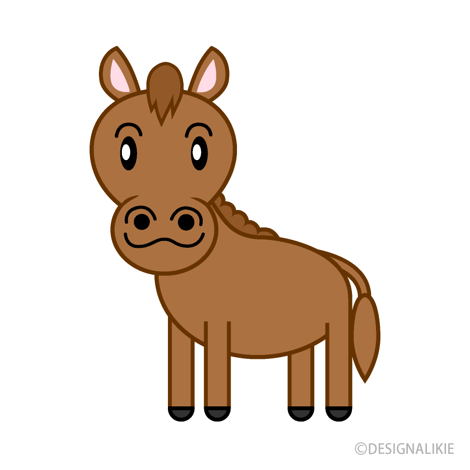 かわいい馬キャラクターイラストのフリー素材 イラストイメージ