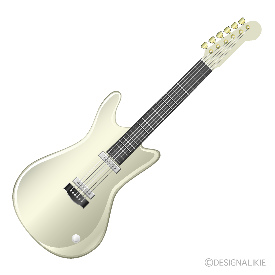 ホワイトのエレキギターの無料イラスト素材 イラストイメージ