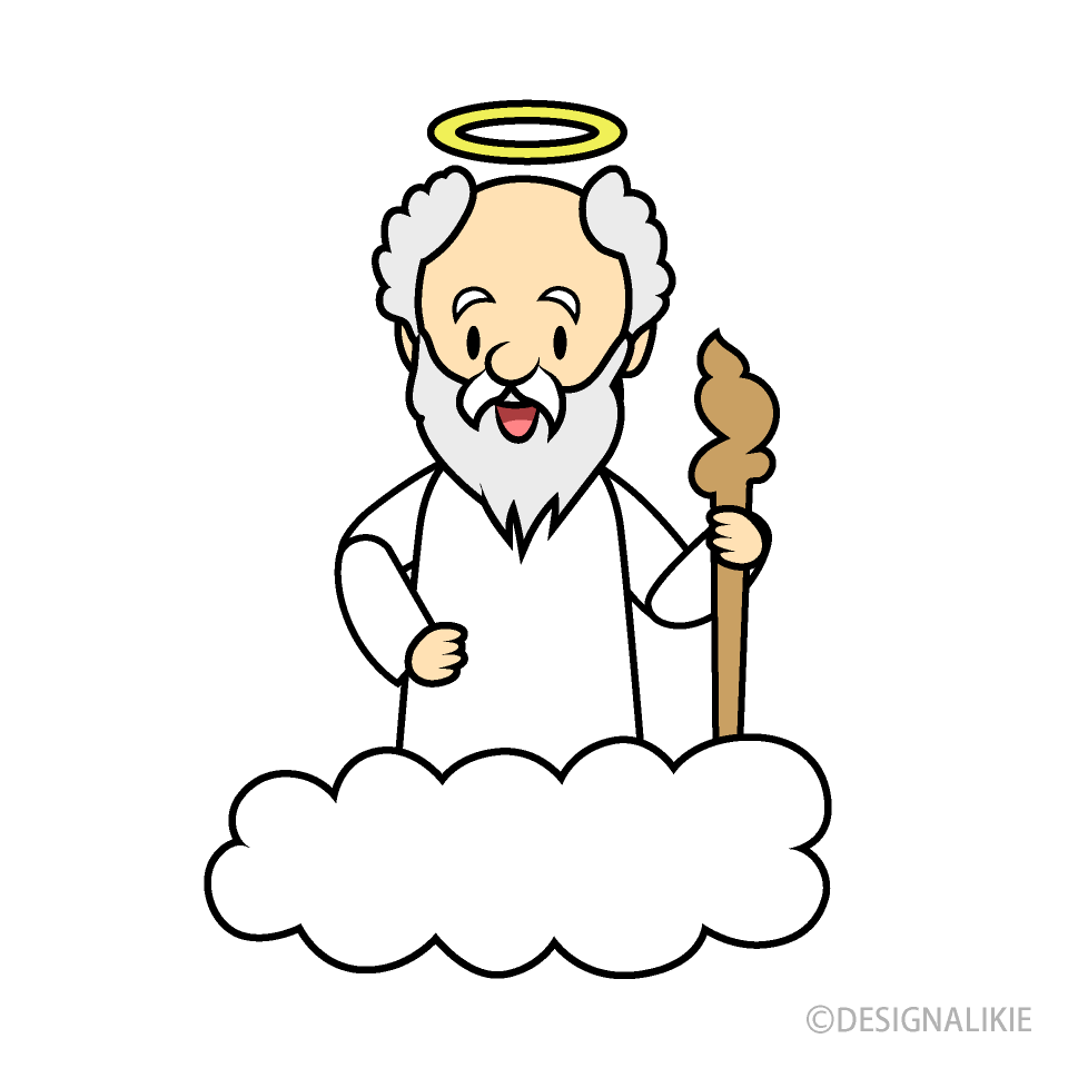 雲の上の神様イラストのフリー素材 イラストイメージ