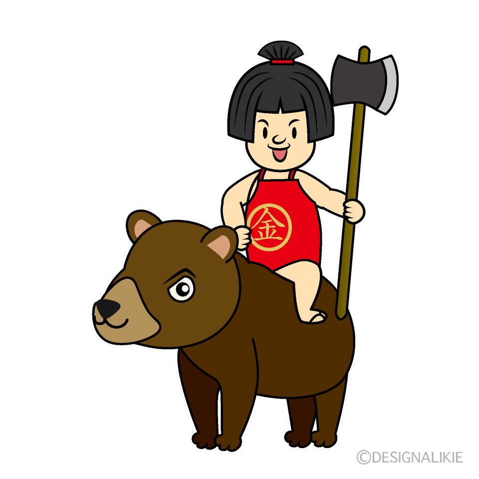 熊にまたがる金太郎の無料イラスト素材 イラストイメージ